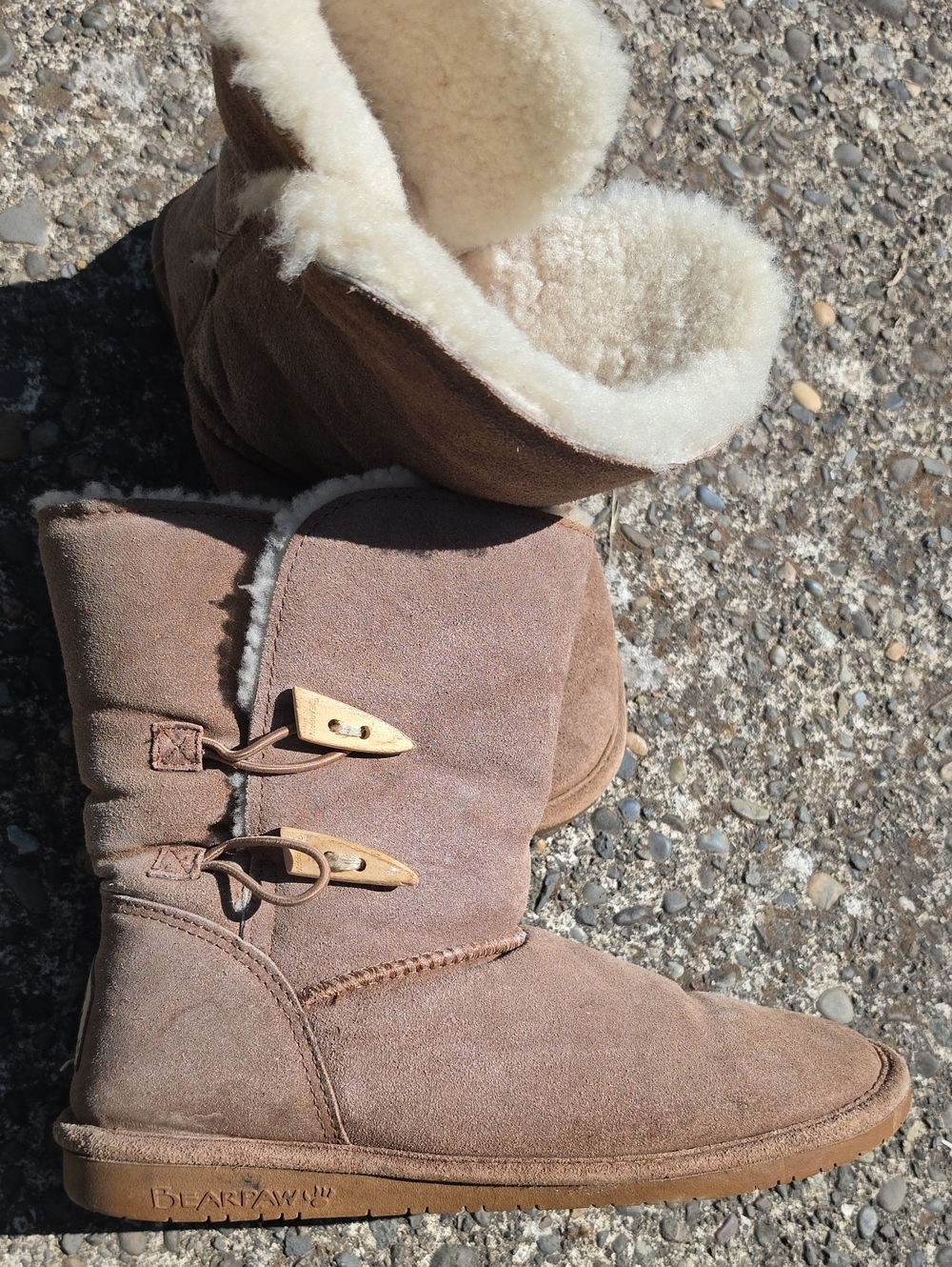 PAWZ Taupe Suede Shearling Winter Boots